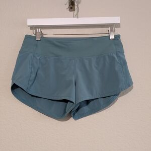 Lululemon Lined Teal Athletic Workout Exercise Shorts 4